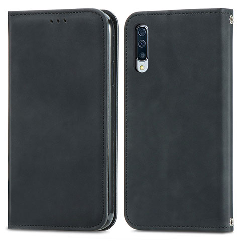 Custodia Portafoglio In Pelle Cover con Supporto S04D per Samsung Galaxy A30S Nero