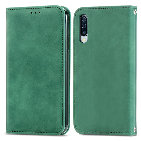 Custodia Portafoglio In Pelle Cover con Supporto S04D per Samsung Galaxy A30S Verde