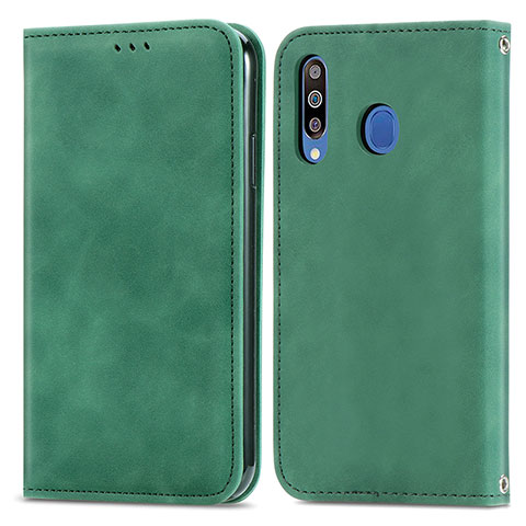 Custodia Portafoglio In Pelle Cover con Supporto S04D per Samsung Galaxy A40s Verde