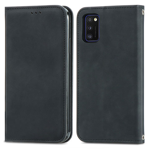 Custodia Portafoglio In Pelle Cover con Supporto S04D per Samsung Galaxy A41 Nero