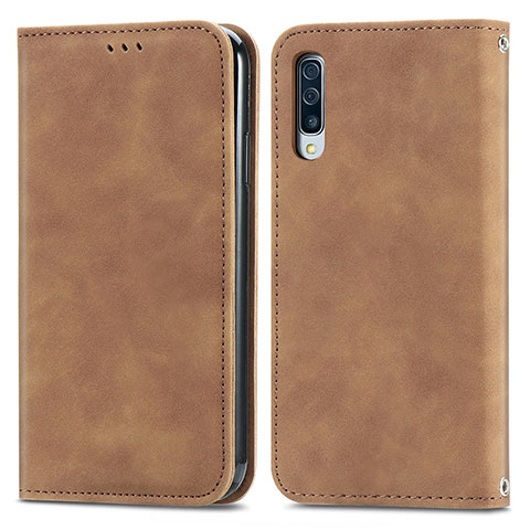 Custodia Portafoglio In Pelle Cover con Supporto S04D per Samsung Galaxy A50 Marrone