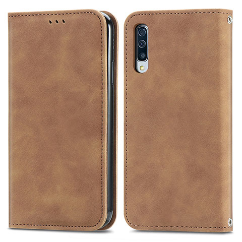 Custodia Portafoglio In Pelle Cover con Supporto S04D per Samsung Galaxy A50S Marrone