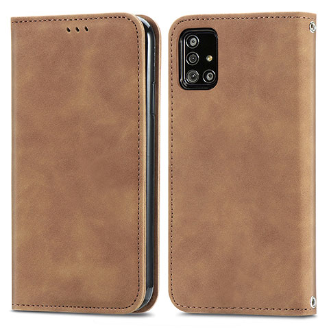 Custodia Portafoglio In Pelle Cover con Supporto S04D per Samsung Galaxy A51 5G Marrone