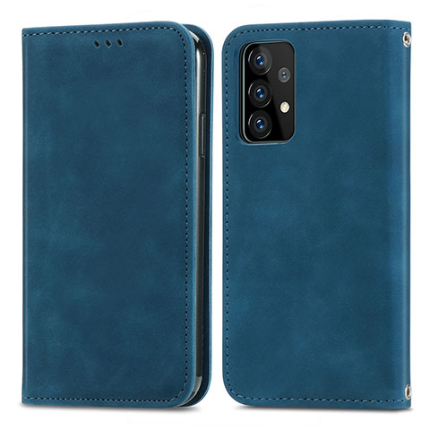 Custodia Portafoglio In Pelle Cover con Supporto S04D per Samsung Galaxy A52 4G Blu