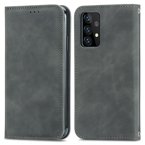 Custodia Portafoglio In Pelle Cover con Supporto S04D per Samsung Galaxy A52 5G Grigio