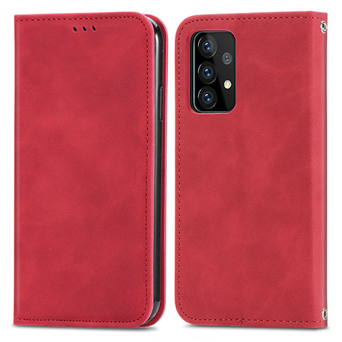 Custodia Portafoglio In Pelle Cover con Supporto S04D per Samsung Galaxy A52 5G Rosso