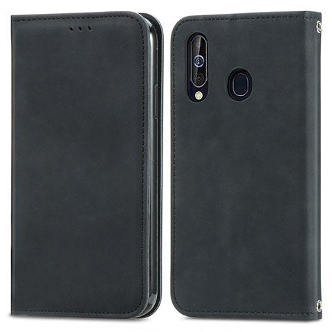 Custodia Portafoglio In Pelle Cover con Supporto S04D per Samsung Galaxy A60 Nero