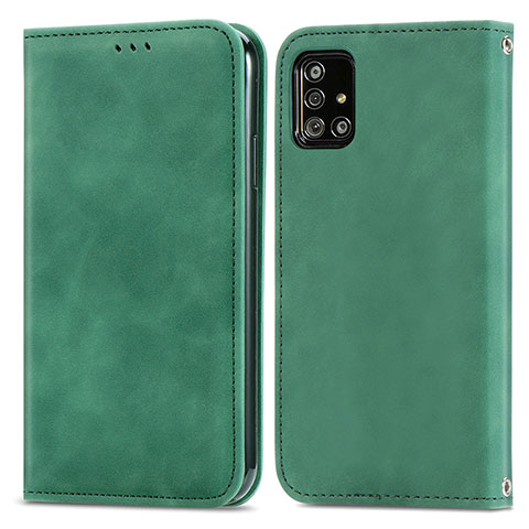 Custodia Portafoglio In Pelle Cover con Supporto S04D per Samsung Galaxy A71 4G A715 Verde
