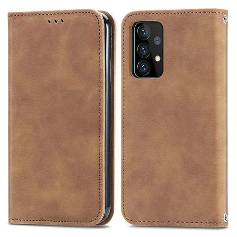 Custodia Portafoglio In Pelle Cover con Supporto S04D per Samsung Galaxy A72 4G Marrone