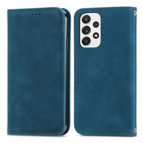 Custodia Portafoglio In Pelle Cover con Supporto S04D per Samsung Galaxy A73 5G Blu