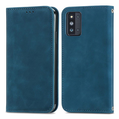 Custodia Portafoglio In Pelle Cover con Supporto S04D per Samsung Galaxy F52 5G Blu