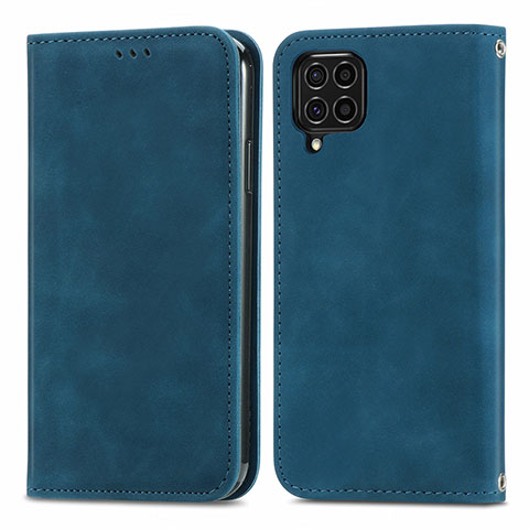 Custodia Portafoglio In Pelle Cover con Supporto S04D per Samsung Galaxy F62 5G Blu