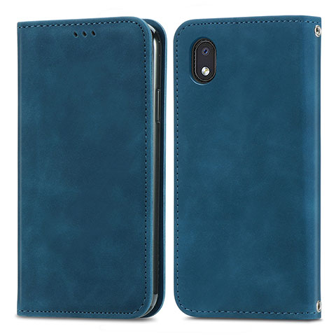 Custodia Portafoglio In Pelle Cover con Supporto S04D per Samsung Galaxy M01 Core Blu