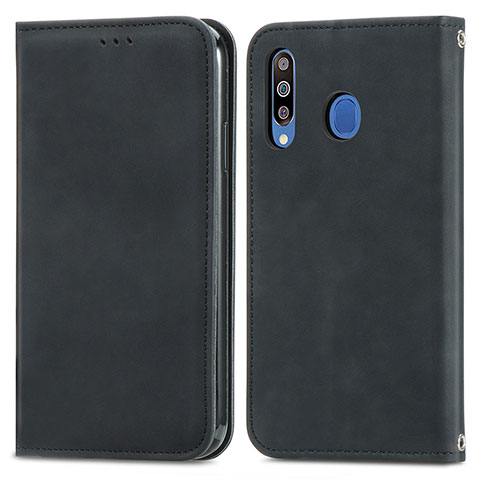 Custodia Portafoglio In Pelle Cover con Supporto S04D per Samsung Galaxy M30 Nero