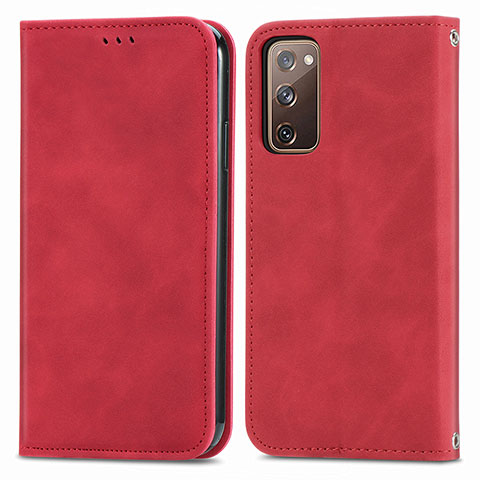 Custodia Portafoglio In Pelle Cover con Supporto S04D per Samsung Galaxy S20 FE 4G Rosso