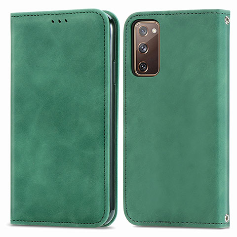 Custodia Portafoglio In Pelle Cover con Supporto S04D per Samsung Galaxy S20 FE 4G Verde