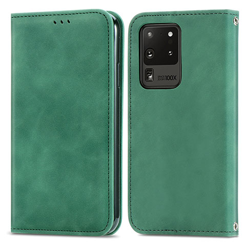 Custodia Portafoglio In Pelle Cover con Supporto S04D per Samsung Galaxy S20 Ultra 5G Verde