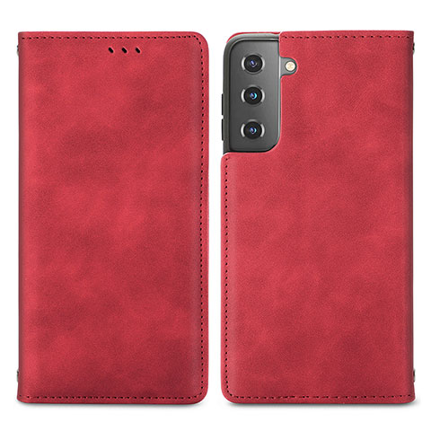 Custodia Portafoglio In Pelle Cover con Supporto S04D per Samsung Galaxy S21 FE 5G Rosso