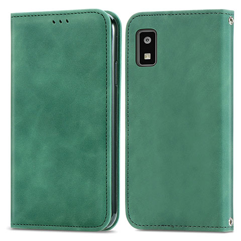 Custodia Portafoglio In Pelle Cover con Supporto S04D per Sharp Aquos wish Verde