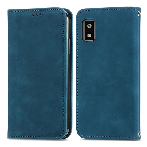 Custodia Portafoglio In Pelle Cover con Supporto S04D per Sharp Aquos wish2 Blu