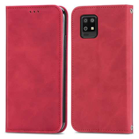 Custodia Portafoglio In Pelle Cover con Supporto S04D per Sharp Aquos Zero6 Rosso