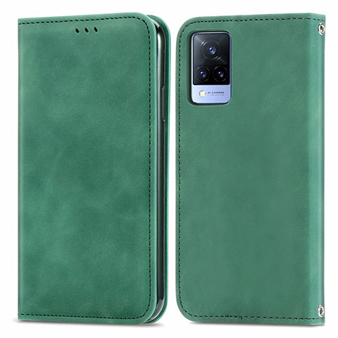 Custodia Portafoglio In Pelle Cover con Supporto S04D per Vivo V21 5G Verde