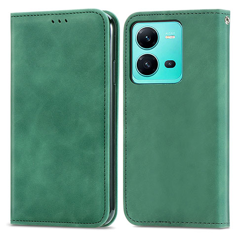 Custodia Portafoglio In Pelle Cover con Supporto S04D per Vivo V25e Verde