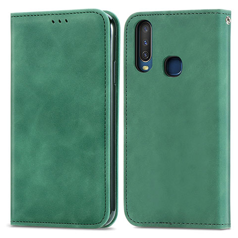 Custodia Portafoglio In Pelle Cover con Supporto S04D per Vivo Y11 Verde