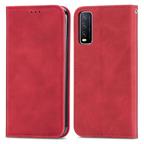 Custodia Portafoglio In Pelle Cover con Supporto S04D per Vivo Y11s Rosso