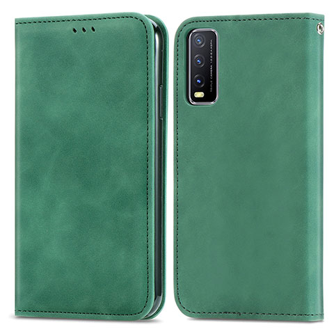 Custodia Portafoglio In Pelle Cover con Supporto S04D per Vivo Y11s Verde