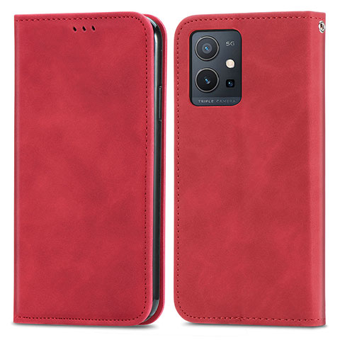 Custodia Portafoglio In Pelle Cover con Supporto S04D per Vivo Y52t 5G Rosso