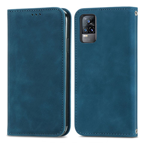 Custodia Portafoglio In Pelle Cover con Supporto S04D per Vivo Y73 (2021) Blu