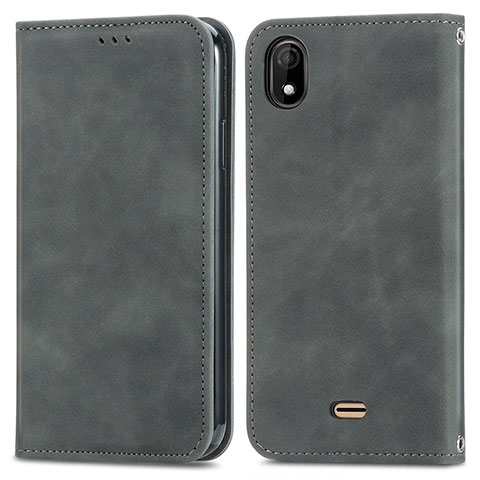 Custodia Portafoglio In Pelle Cover con Supporto S04D per Wiko Y61 Grigio