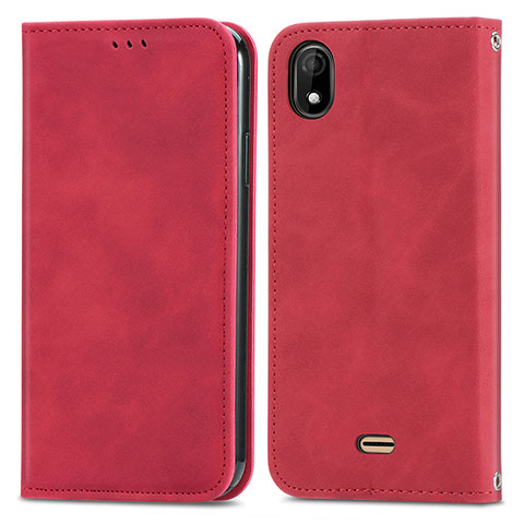 Custodia Portafoglio In Pelle Cover con Supporto S04D per Wiko Y61 Rosso