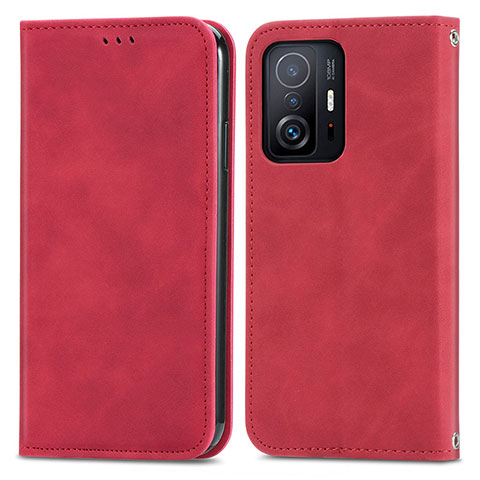 Custodia Portafoglio In Pelle Cover con Supporto S04D per Xiaomi Mi 11T 5G Rosso