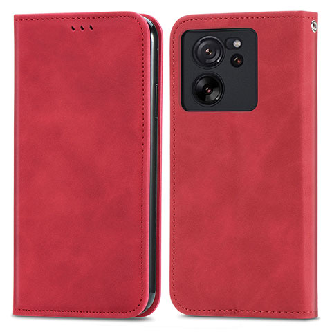 Custodia Portafoglio In Pelle Cover con Supporto S04D per Xiaomi Mi 13T Pro 5G Rosso