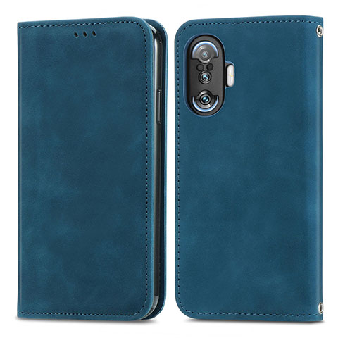 Custodia Portafoglio In Pelle Cover con Supporto S04D per Xiaomi Poco F3 GT 5G Blu