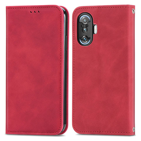 Custodia Portafoglio In Pelle Cover con Supporto S04D per Xiaomi Poco F3 GT 5G Rosso