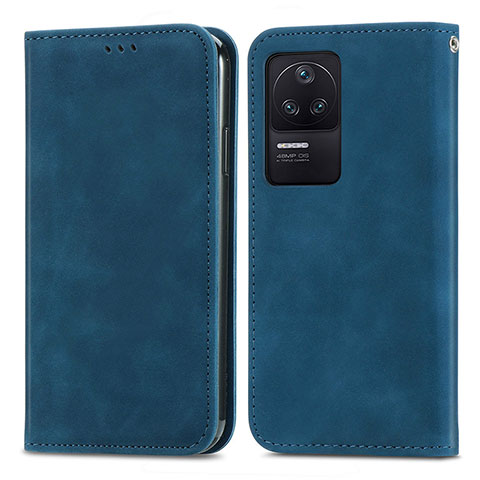 Custodia Portafoglio In Pelle Cover con Supporto S04D per Xiaomi Poco F4 5G Blu