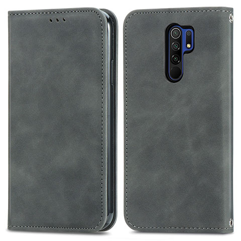 Custodia Portafoglio In Pelle Cover con Supporto S04D per Xiaomi Poco M2 Grigio