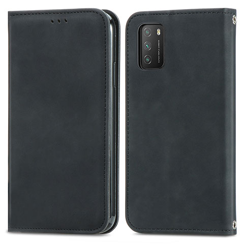 Custodia Portafoglio In Pelle Cover con Supporto S04D per Xiaomi Poco M3 Nero