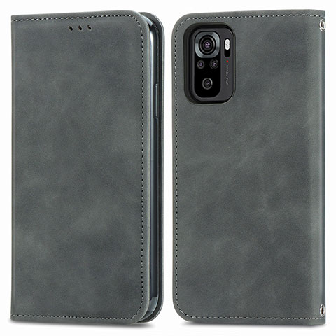 Custodia Portafoglio In Pelle Cover con Supporto S04D per Xiaomi Poco M5S Grigio