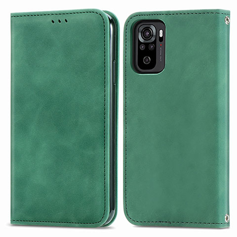 Custodia Portafoglio In Pelle Cover con Supporto S04D per Xiaomi Poco M5S Verde