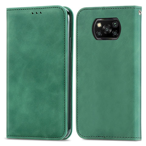 Custodia Portafoglio In Pelle Cover con Supporto S04D per Xiaomi Poco X3 Pro Verde