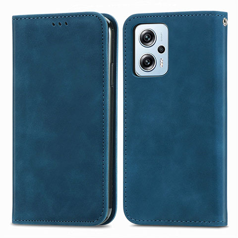 Custodia Portafoglio In Pelle Cover con Supporto S04D per Xiaomi Poco X4 GT 5G Blu