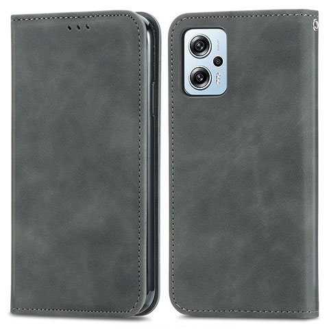 Custodia Portafoglio In Pelle Cover con Supporto S04D per Xiaomi Poco X4 GT 5G Grigio