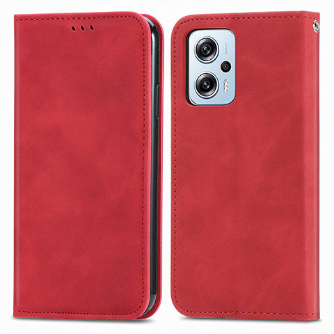 Custodia Portafoglio In Pelle Cover con Supporto S04D per Xiaomi Poco X4 GT 5G Rosso