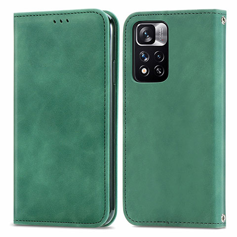 Custodia Portafoglio In Pelle Cover con Supporto S04D per Xiaomi Poco X4 NFC Verde