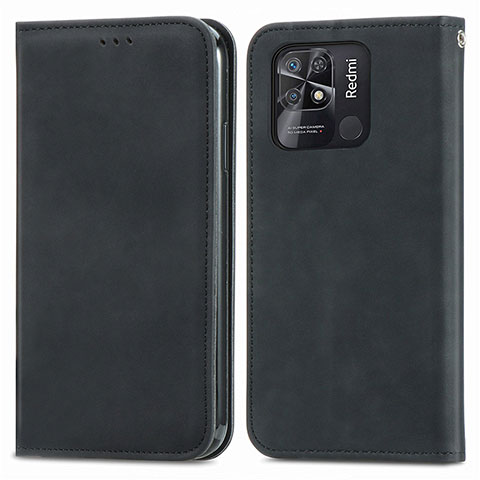 Custodia Portafoglio In Pelle Cover con Supporto S04D per Xiaomi Redmi 10 India Nero