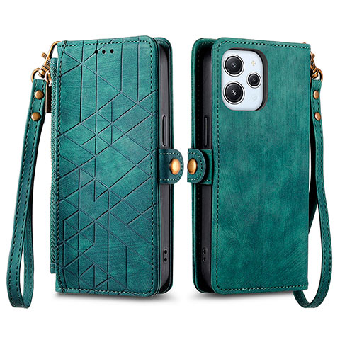 Custodia Portafoglio In Pelle Cover con Supporto S04D per Xiaomi Redmi 12 4G Verde